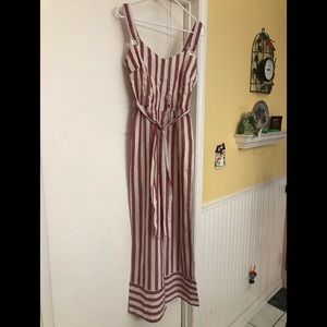 Romeo + Juliet Couture Linen Striped Jumpsuit Sz M